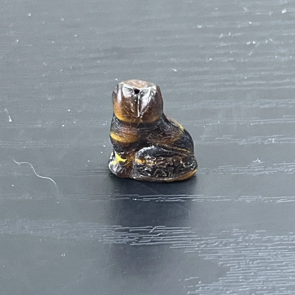 Mini Carved Gold Tiger Eye Cat Crystal Stone Animal Figurine Bead 1